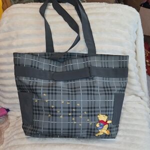 Disney Gray Plaid Tote Bag with Winnie the Pooh